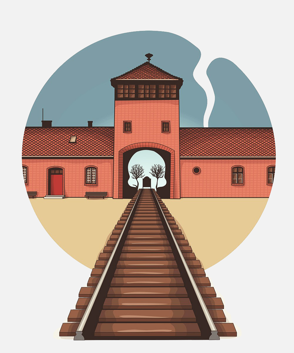 QI Magazine illustration of Auschwitz by FalcaoLucas